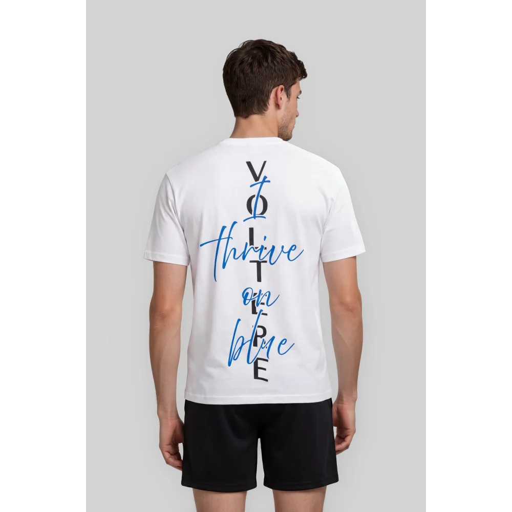 ’I Thrive On Blue’ Cotton Tee - S / White - T-Shirt