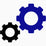 Two interlocking gears in black and blue.